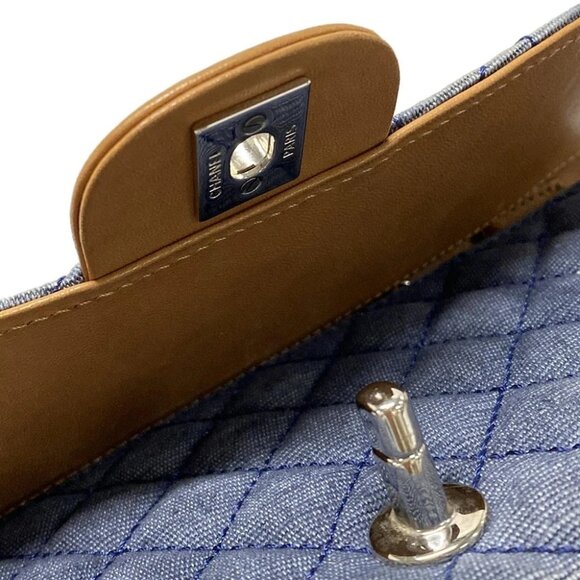 Auth CHANEL Matelasse Blue Light Brown Denim Lambskin Other Style Wallet - Picture 11 of 13